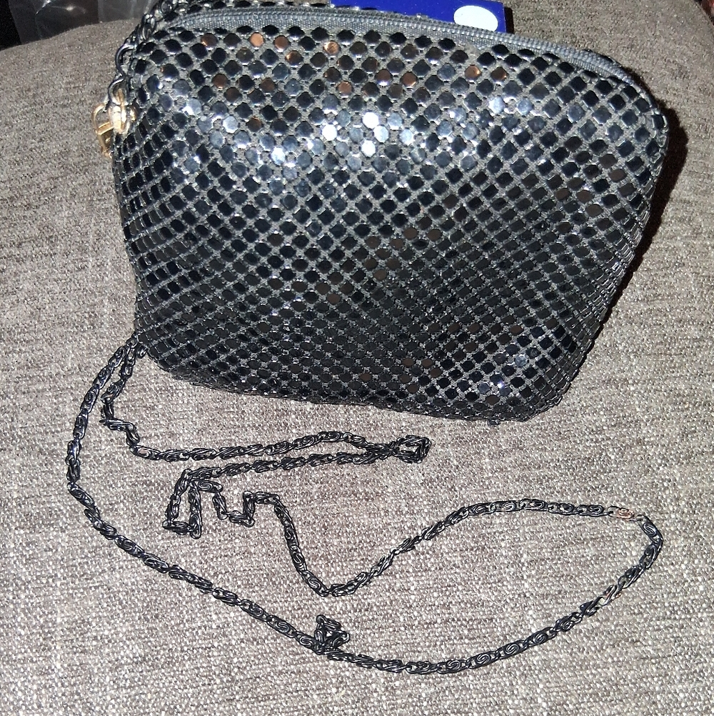 Black Sequin Mesh Cross Body